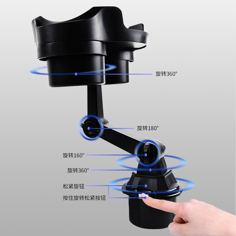 GB【台灣現貨】升級款加強臂汽車餐盤咖啡桌食品置物架水杯位小托盤汽車旅遊車載手機支架餐盤-細節圖5