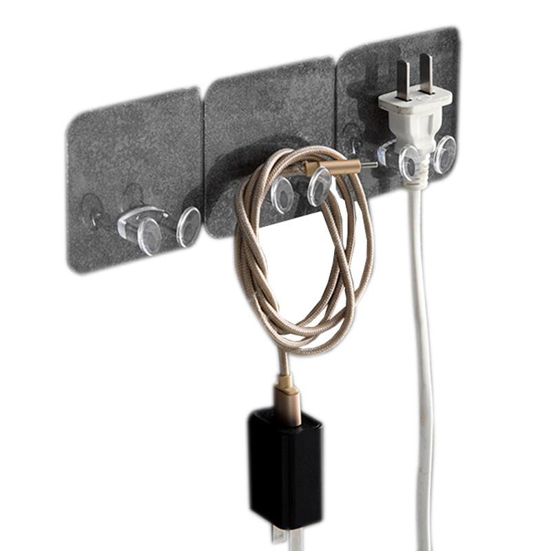 插頭掛勾 牆壁掛鉤 插頭固定器 免釘掛勾 透明掛鉤 置物架 收納掛勾 電源插頭掛鉤 創意插座粘鉤  強力黏膠-細節圖2