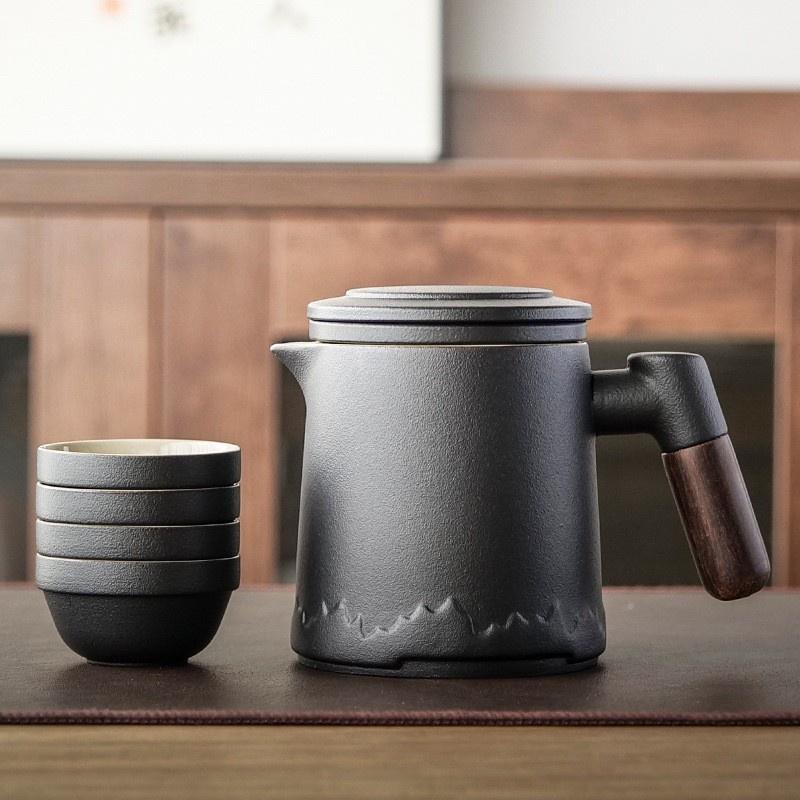 【現貨】旅行茶具組 旅行茶具 茶具 茶具組 露營茶具 一壺四杯防撞收納套 泡茶組 露營茶具 露營用品 露營風格 露營裝備-細節圖7