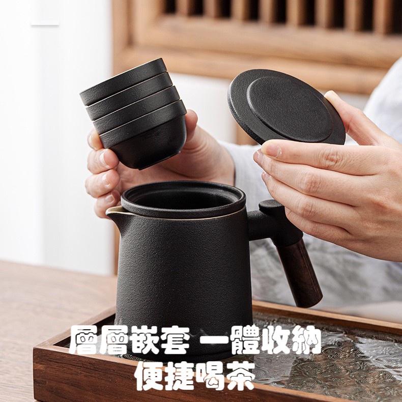 【現貨】旅行茶具組 旅行茶具 茶具 茶具組 露營茶具 一壺四杯防撞收納套 泡茶組 露營茶具 露營用品 露營風格 露營裝備-細節圖8