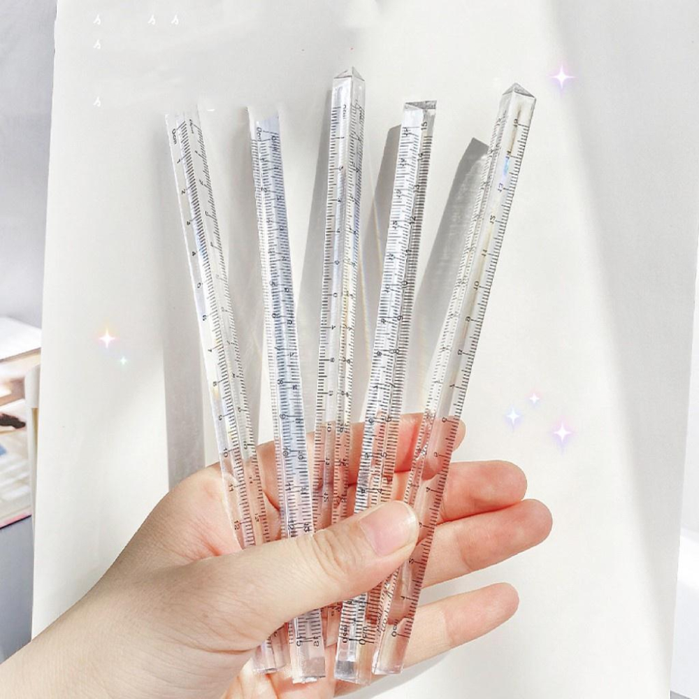 【現貨】直尺 量尺 尺文具 直尺 直角尺 文具 文具用品 尺子 塑料尺子 學生文具 無印風 三稜立體刻度工具尺子-細節圖7