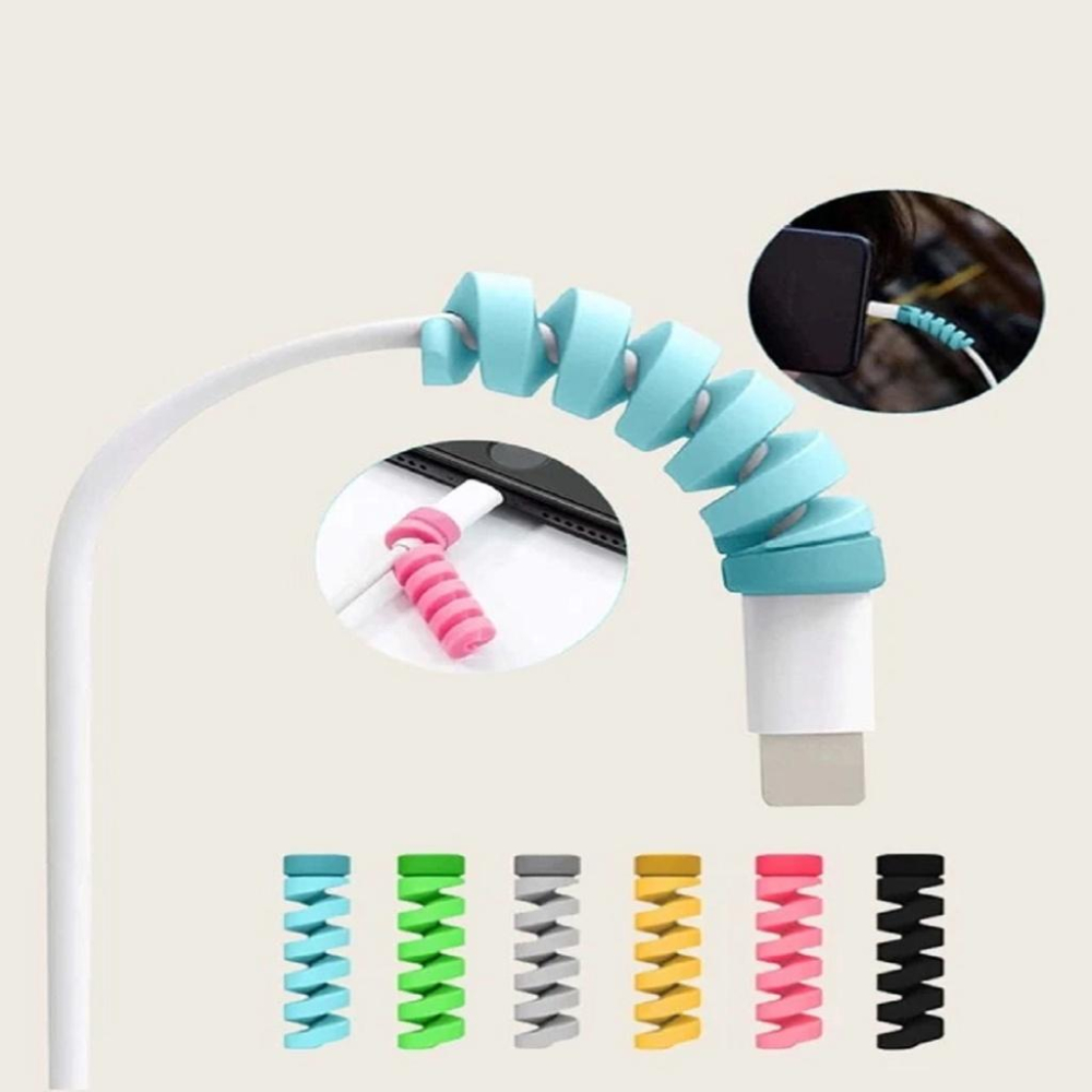 螺旋數據線保護頭6入「機蛋殼」螺旋數據線保護套 蘋果 iPhone 手機充電線線套 軟膠防損保護扣 防壓 防斷裂 保護頭-細節圖2