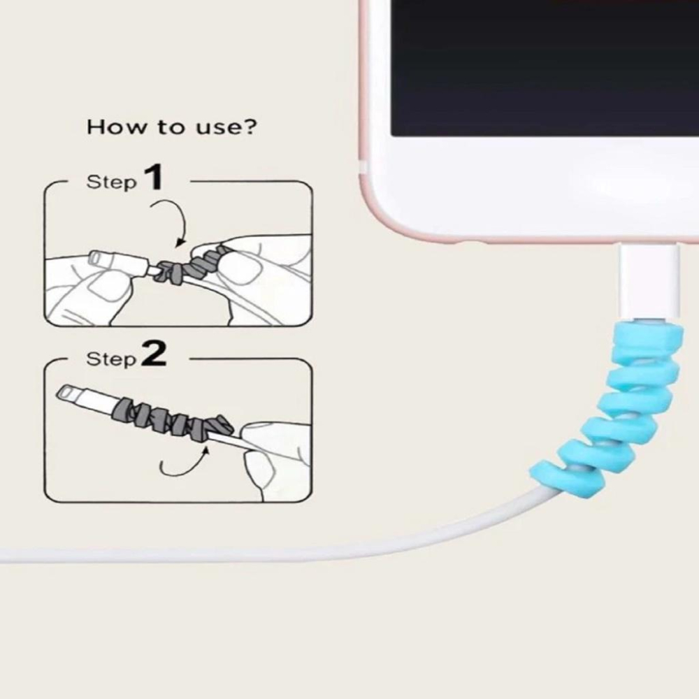 螺旋數據線保護頭6入「機蛋殼」螺旋數據線保護套 蘋果 iPhone 手機充電線線套 軟膠防損保護扣 防壓 防斷裂 保護頭-細節圖3