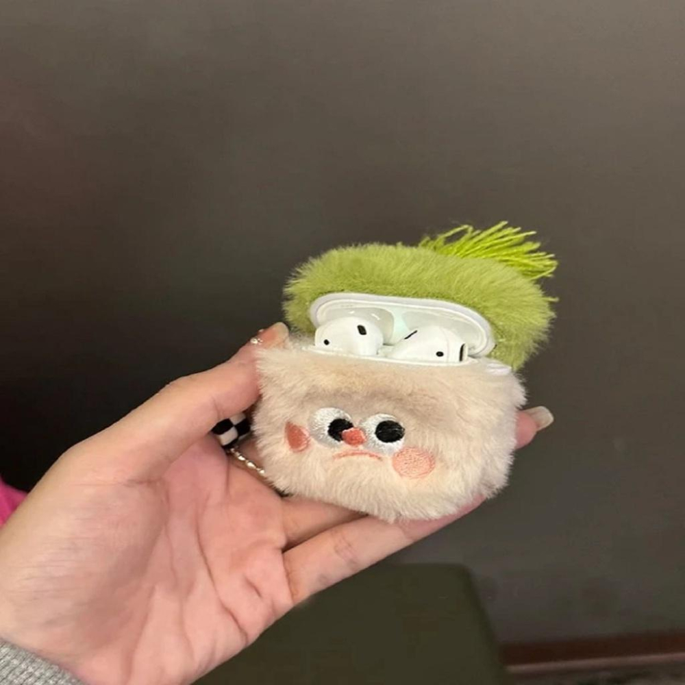 3D卡通圖案長毛絨Airpods耳機殼「機蛋殼」 Airpods3 Airpods1 Airpods2蘋果耳機保護套-細節圖4