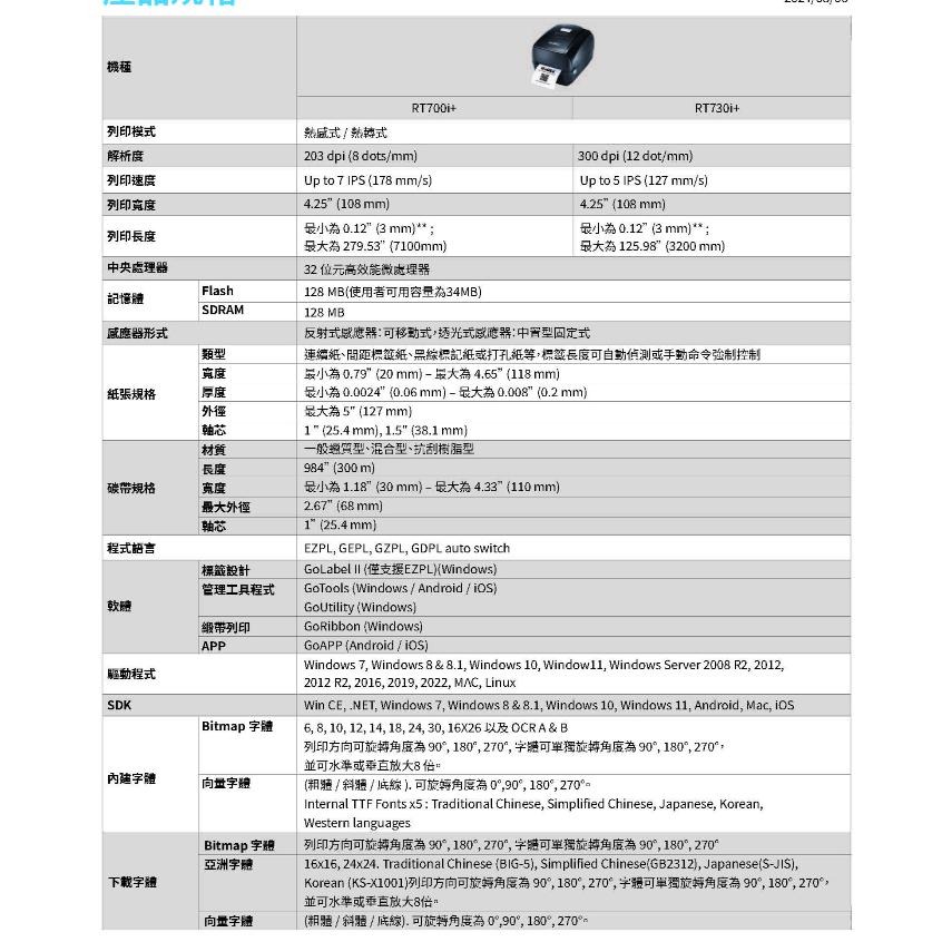 GoDEX RT700i+ RT730i+ USB網路 熱感/熱轉兩用標籤條碼列印機 可連接蔬果電子秤 無線藍芽模組另購-細節圖5