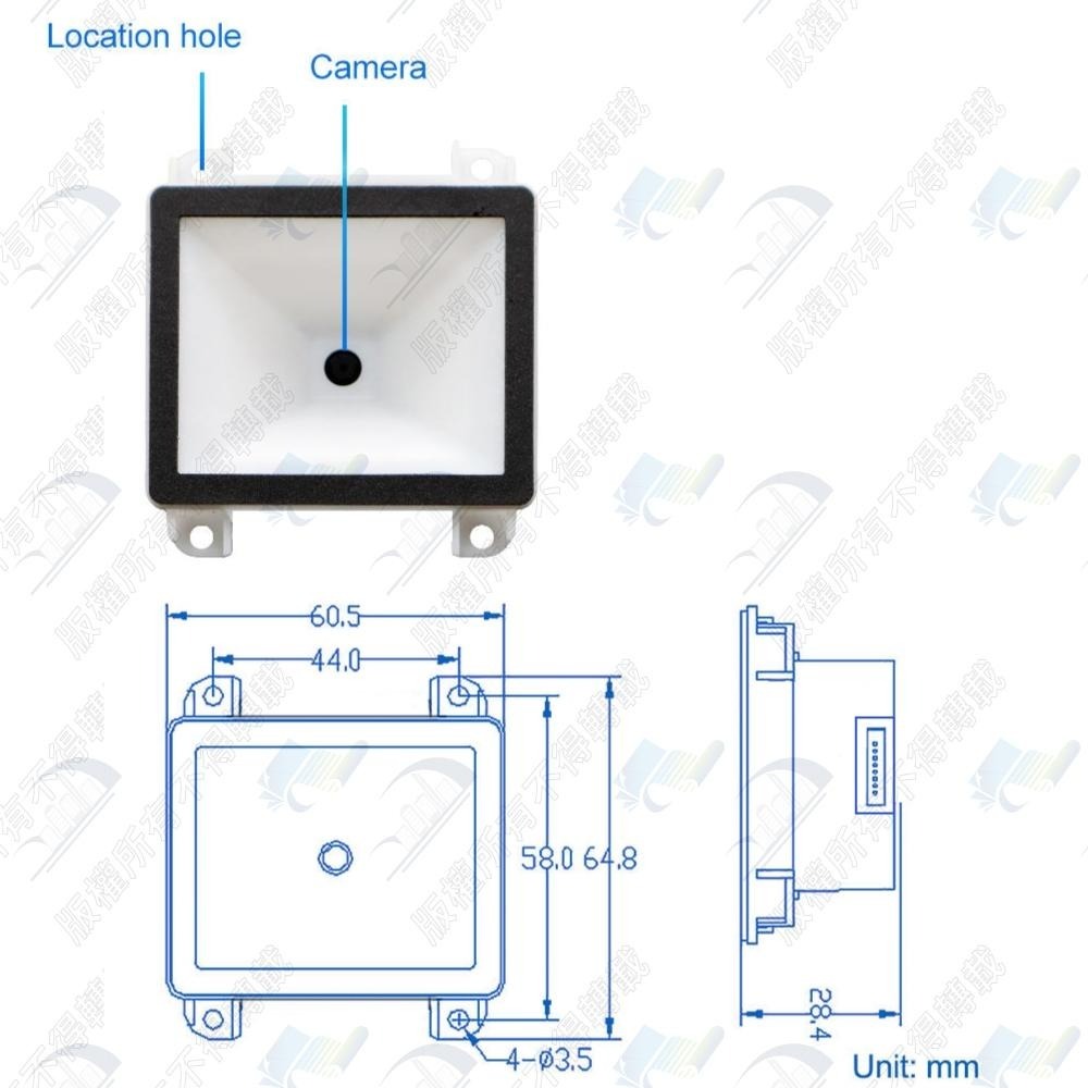 快速出貨-二維有線嵌入式碼掃描器 fo-8190 崁入式 RS-232 適用門禁/簽到/收費機/自助繳費/DK-7088-細節圖2