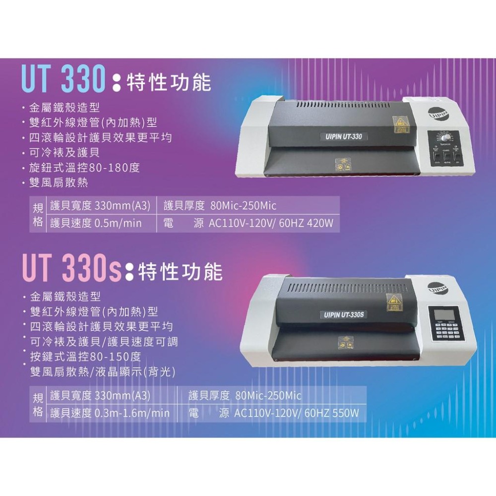 UIPIN UT330 專業型護貝機(內加熱式) 可調速度 含稅可開立發票-細節圖3