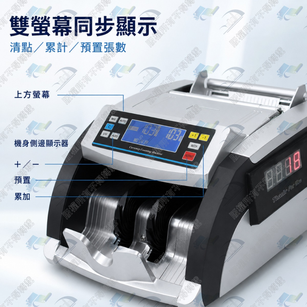 歐菲斯 DS-650 雙螢幕智能點驗鈔機(六國幣別) 台幣/人民幣/美金/歐元/日圓/港幣 台北弘昌-細節圖4