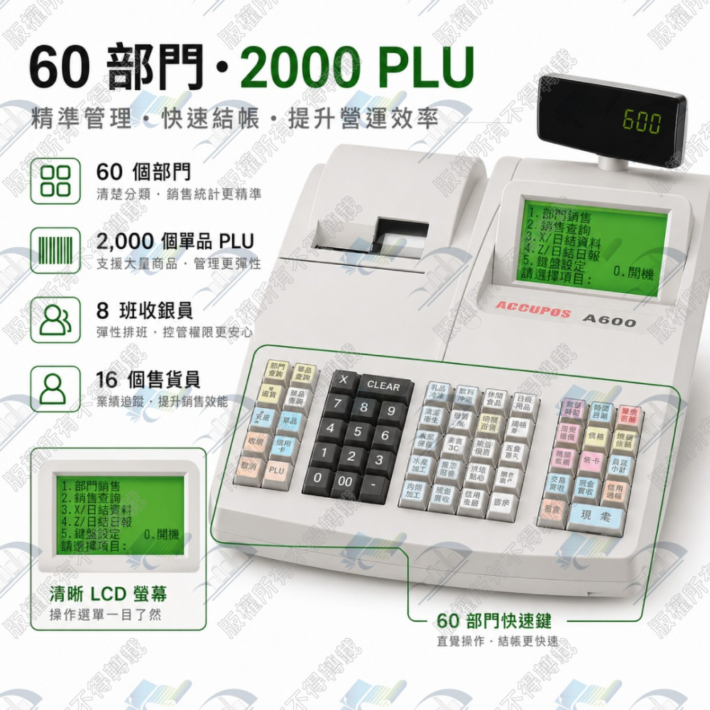 AccuPOS A600 二聯式發票收銀機 中古傳統收銀機 歐菲斯 台北弘昌-細節圖4