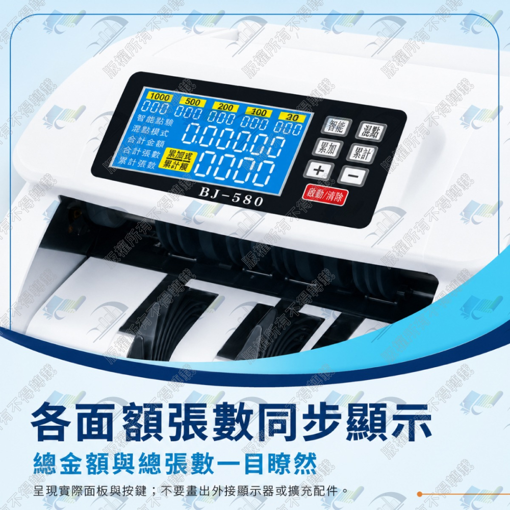 歐菲斯辦公設備 BoJing BJ-580 / BJ-580A 頂級混鈔點驗鈔機 可驗台幣含稅可開立發票-細節圖3