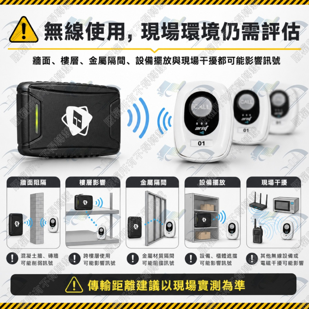 歐菲斯辦公設備 ARCT PT-01 無線服務鈴系統(1對5) 台灣製 適用餐廳、茶樓、KTV含稅可開立發票-細節圖3