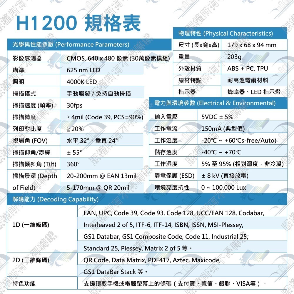 futurePOS H1200 二維條碼掃描器 USB有線/藍牙2.4G無線 CMOS掃碼槍 支援行動支付/中文藥籤-細節圖5