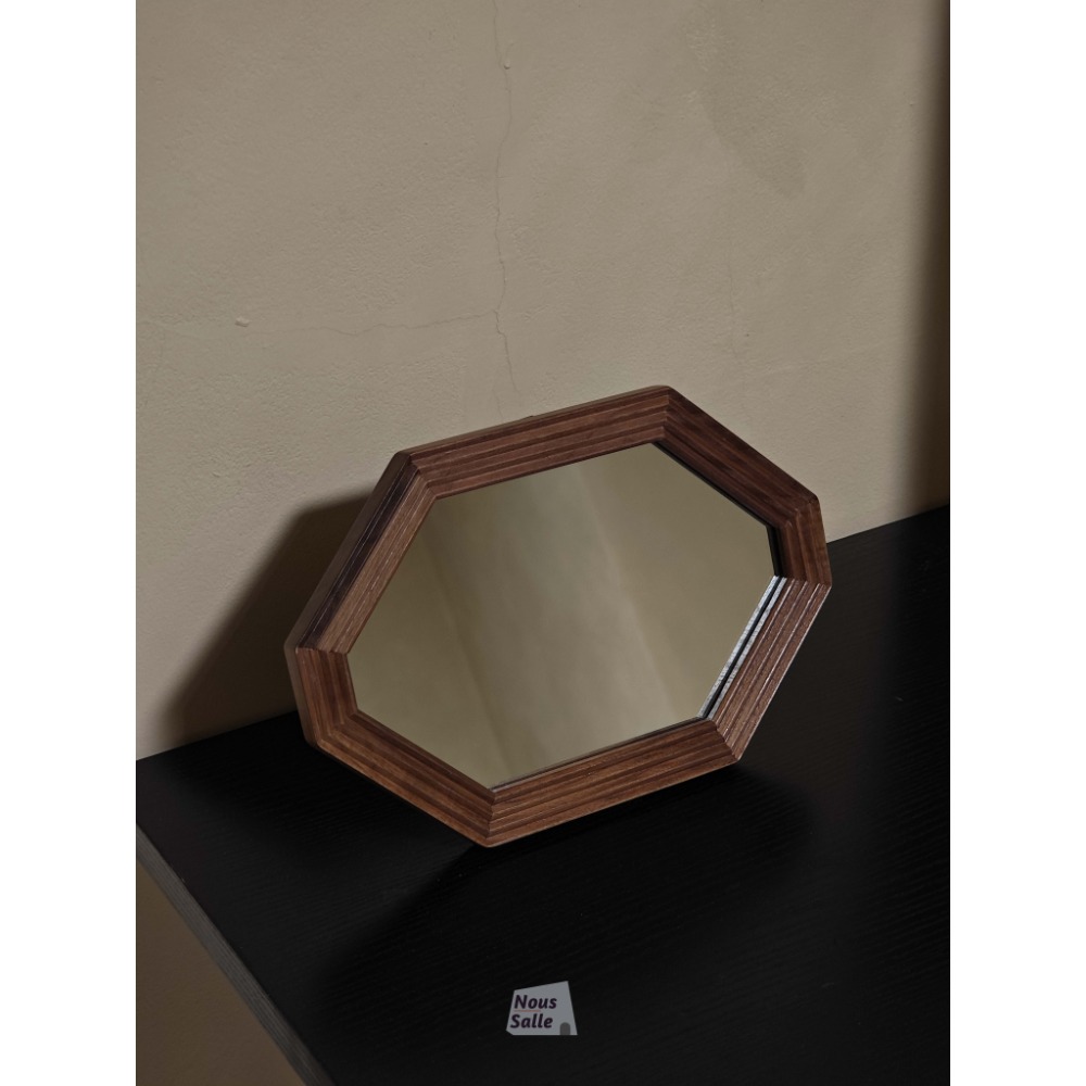 〘台灣出貨 Nous Salle〙復古 法式 實木 化妝鏡 原木 鏡子 鏡 立鏡 掛鏡 桌上鏡 小鏡子-細節圖3