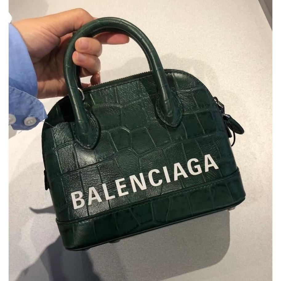 【預購】Balenciaga 巴黎世家 Ville Xxs 鱷魚紋小牛皮貝殼包 墨綠/白 斜肩/側背/手提-細節圖2