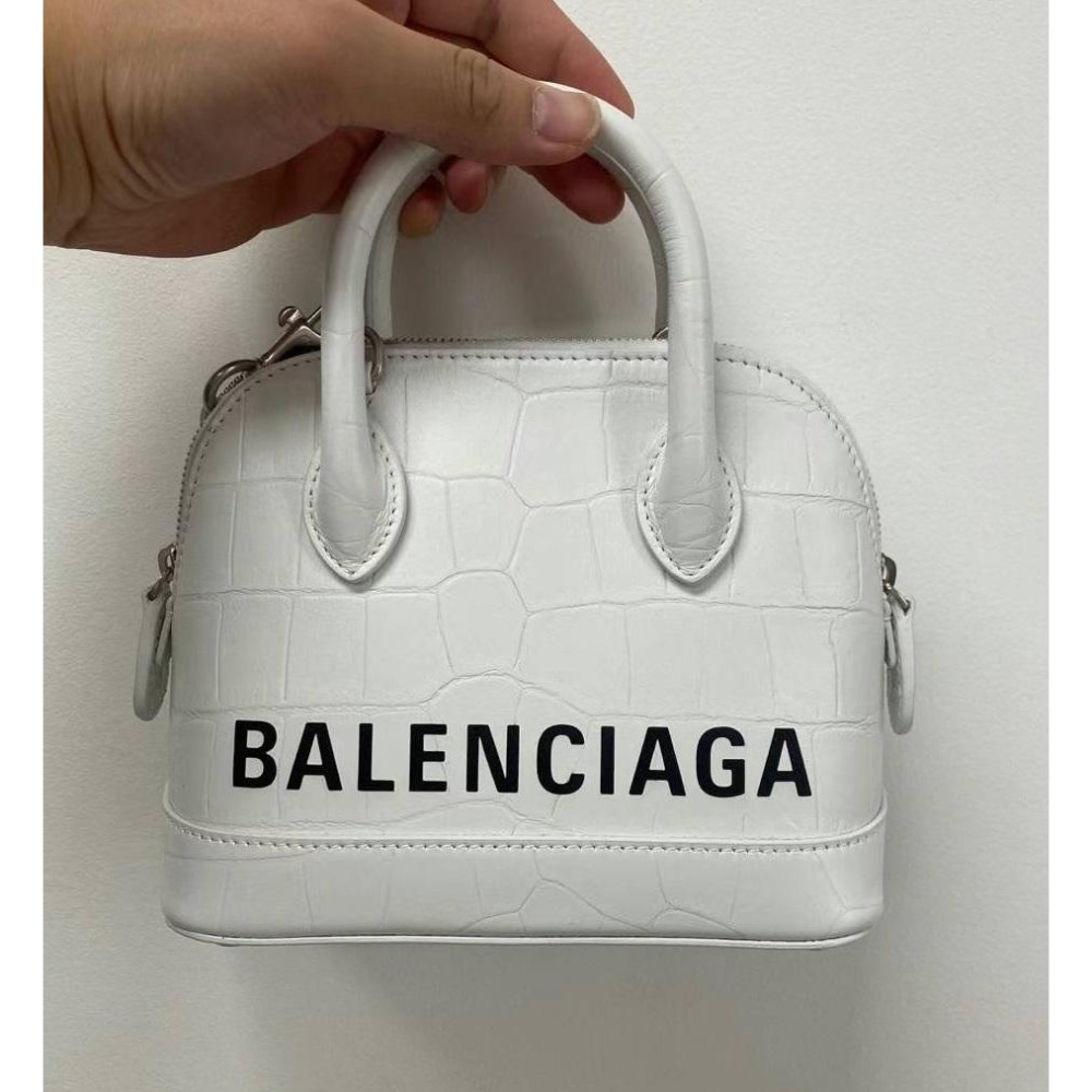 【預購】Balenciaga 巴黎世家 Ville Xxs 鱷魚紋小牛皮貝殼包 墨綠/白 斜肩/側背/手提-細節圖6