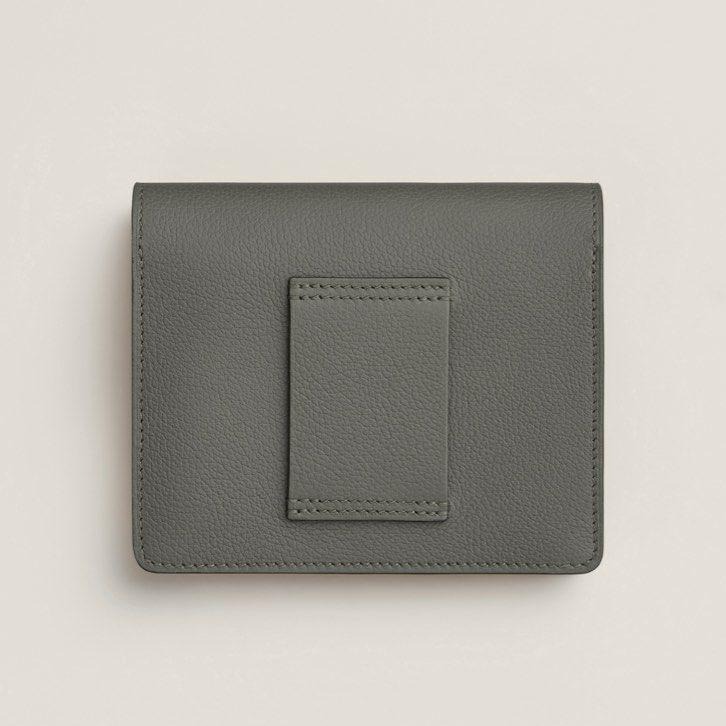 【台灣現貨】愛馬仕 Hermes 豬鼻子短夾 腰包 0L積雨雲灰+玫瑰金釦 Roulis Slim Wallet-細節圖3