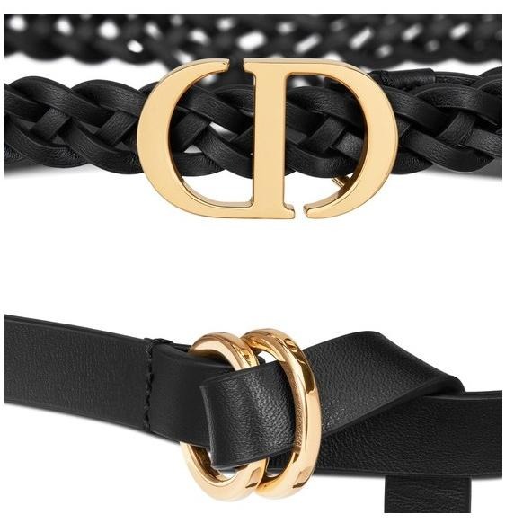 【預購】Dior 迪奧 黑色金扣雙層編織光面交叉牛皮腰带 80cm-細節圖3
