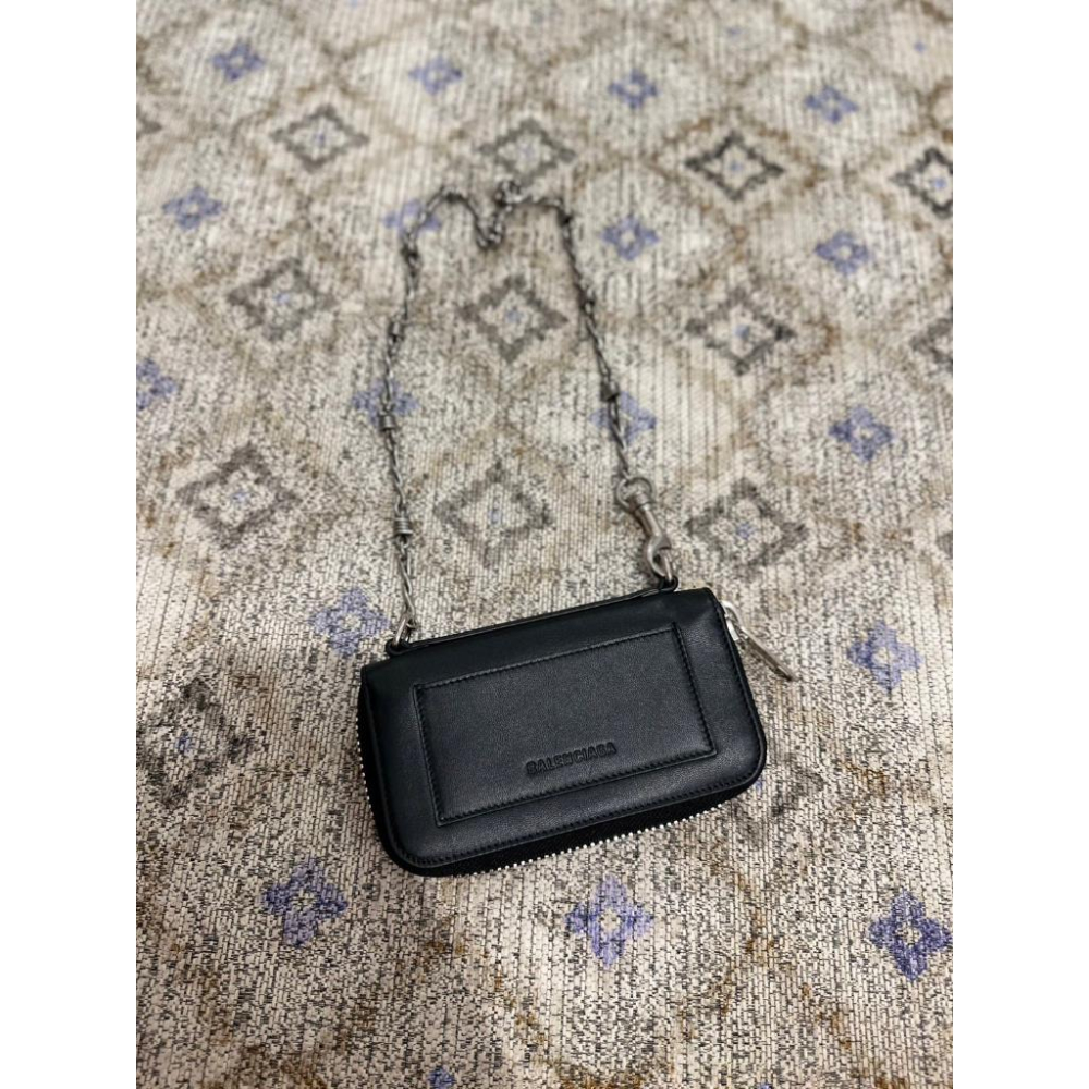 【預購】BALENCIAGA 巴黎世家 黑色拉鍊肩背錢包/鍊帶包 WOC ㄇ字長夾-細節圖4