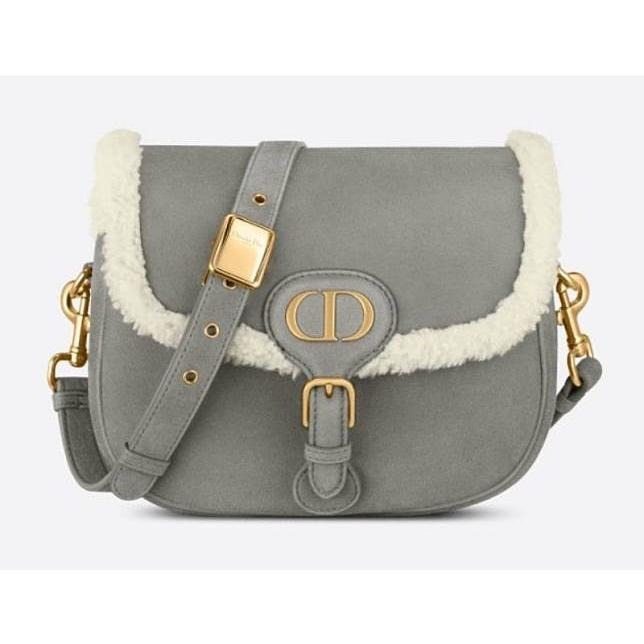 【預購】Dior 迪奧 灰色中號羊羔毛斜背羊皮包包  MEDIUM BOBBY BAG-細節圖2