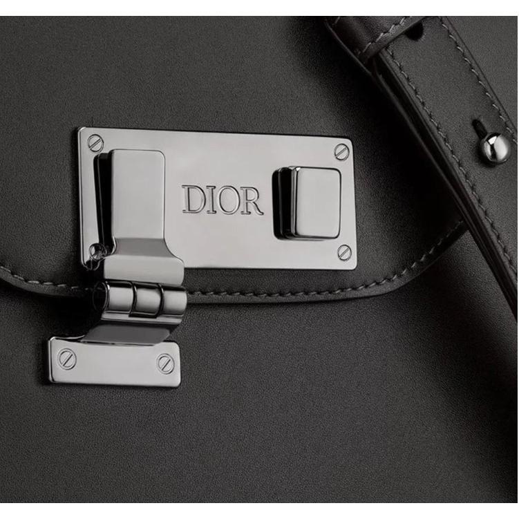 【預購】Dior 迪奧 Lock 黑色光滑小牛皮郵差包 斜背包 側背/單肩-細節圖3