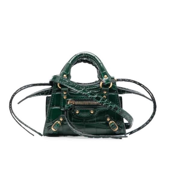 【預購】BALENCIAGA 巴黎世家 墨綠色超迷你機車包 super nano neo 小廢包 斜背/側背/手提-細節圖2