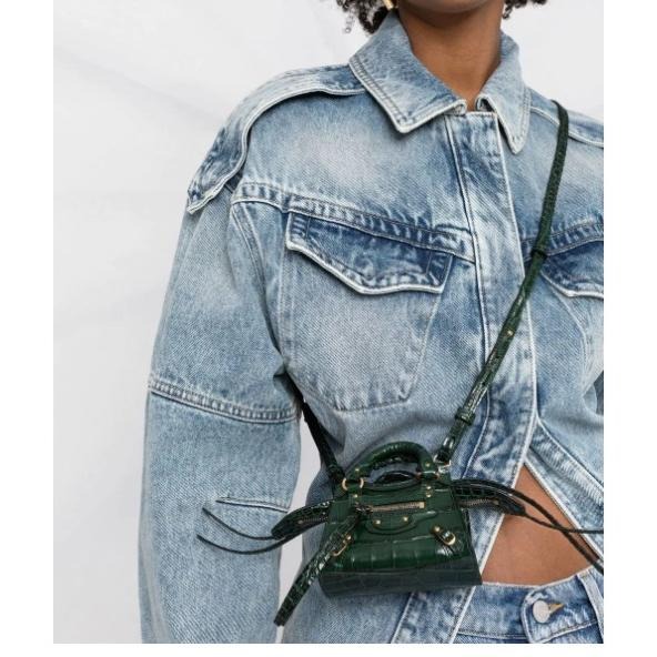 【預購】BALENCIAGA 巴黎世家 墨綠色超迷你機車包 super nano neo 小廢包 斜背/側背/手提-細節圖4