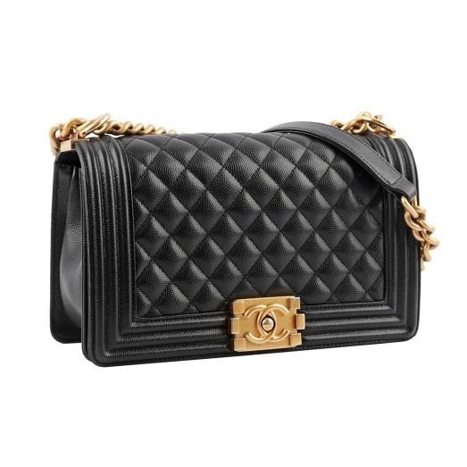 【台灣現貨】Chanel Boy25 經典金釦牛皮斜背包 肩背 金鍊 25cm-細節圖3