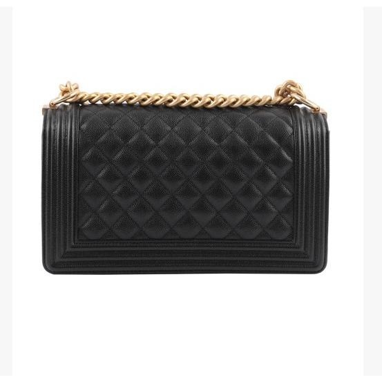 【台灣現貨】Chanel Boy25 經典金釦牛皮斜背包 肩背 金鍊 25cm-細節圖5