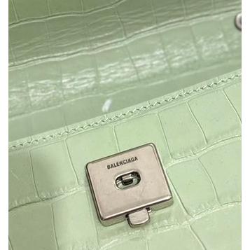 【預購】BALENCIAGA 巴黎世家 Gossip XS 墨綠色經典鱷魚紋牛皮鍊條單肩包 斜背/側背包-細節圖6