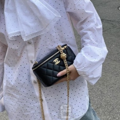 【台灣現貨】Chanel 山茶花調節釦金鍊斜背化妝箱 手提/肩背包/腋下包 Vanity Case-細節圖6