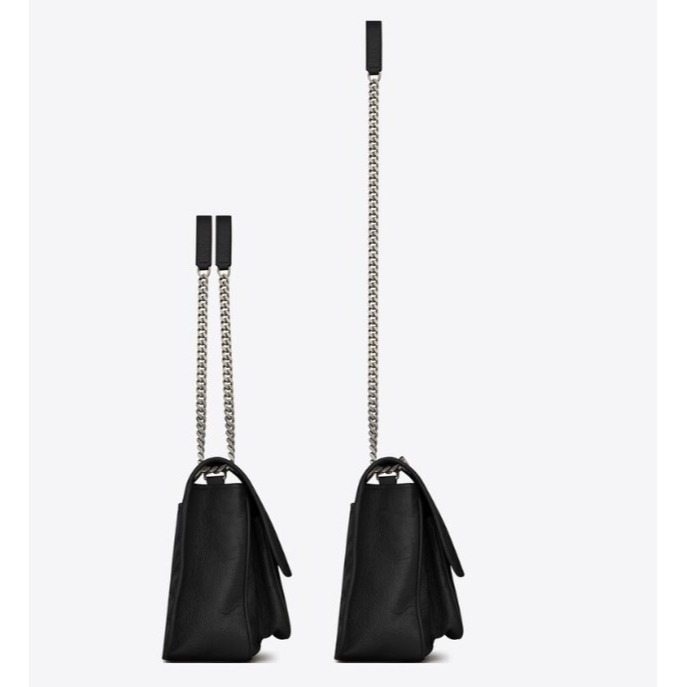 【預購】YSL NIKI 黑色復古皮革中型銀鍊手袋 斜背包 側背包 肩背包-細節圖3