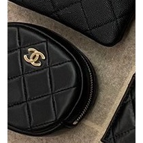 【台灣現貨】CHANEL 香奈兒 黑金羊皮圓形零錢包 卡夾 卡包 錢包 皮包-細節圖2