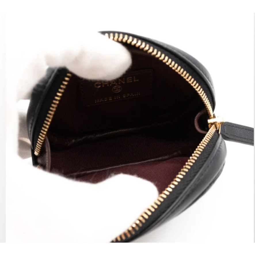 【台灣現貨】CHANEL 香奈兒 黑金羊皮圓形零錢包 卡夾 卡包 錢包 皮包-細節圖3