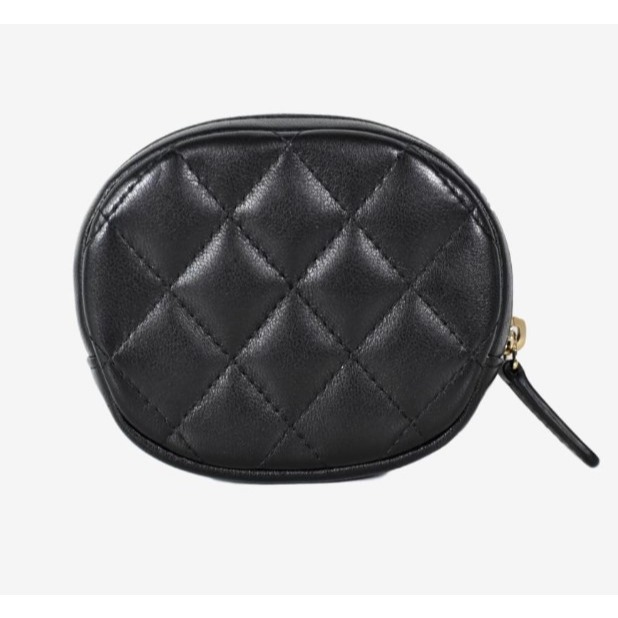 【台灣現貨】CHANEL 香奈兒 黑金羊皮圓形零錢包 卡夾 卡包 錢包 皮包-細節圖4