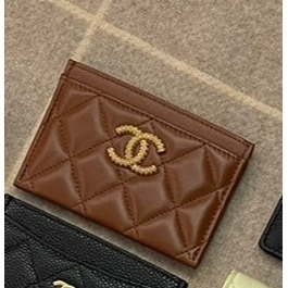 【台灣現貨】CHANEL 香奈兒 焦糖色金扣卡片夾 卡夾 卡包 錢包 皮包