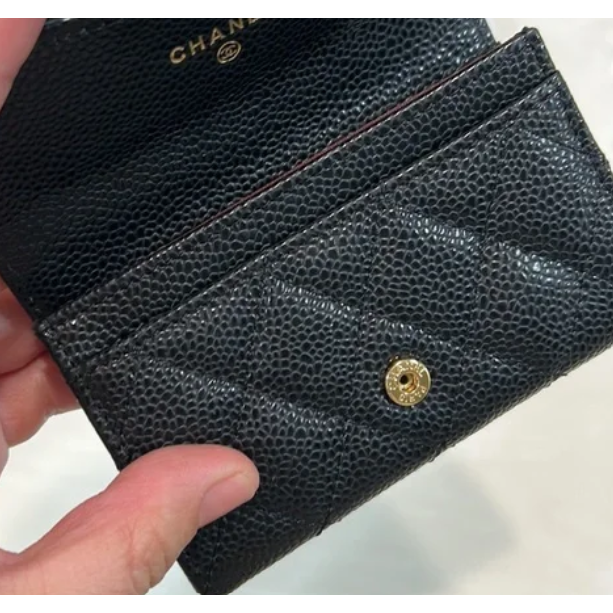 【台灣現貨】CHANEL 香奈兒 CF經典荔枝皮單層口蓋卡包 短夾 卡夾 錢包 零錢包 錢包 皮包-細節圖2