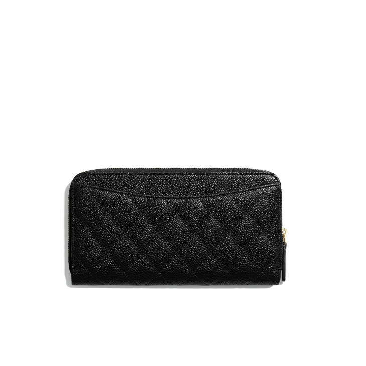 【台灣現貨】CHANEL 香奈兒 黑色經典雙C LOGO菱格小牛皮金釦拉鍊長夾 皮夾 錢包 皮包 卡包-細節圖2