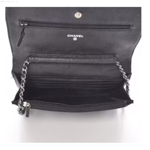 【台灣現貨】CHANEL 香奈兒 黑銀經典菱格荔枝皮WOC三用銀鍊包 單肩包 肩背包 斜背包 側背包 手拿包 手提包-細節圖3