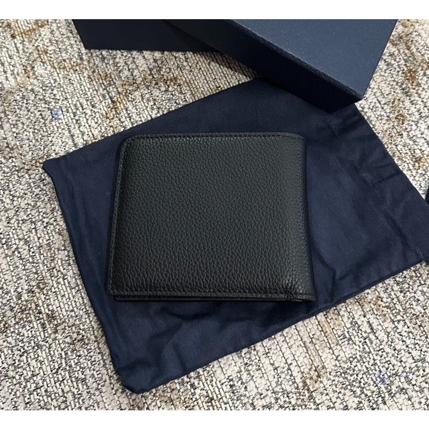 【預購】Dior 黑色粒面牛皮對折翻蓋短夾 皮夾 卡夾 卡包 零錢包-細節圖4