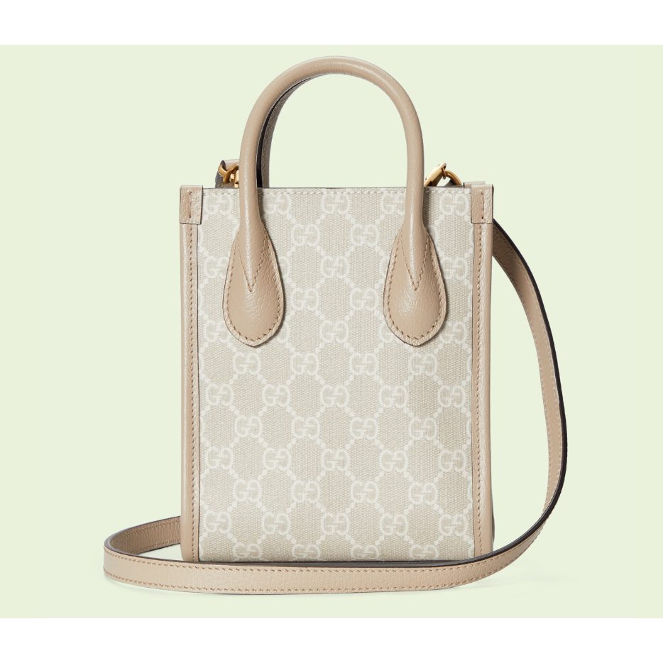 【預購】Gucci INTERLOCKING G 米白色迷你托特手提袋 手拿包 手提包 斜背包 側背包 單肩包 肩背包-細節圖3