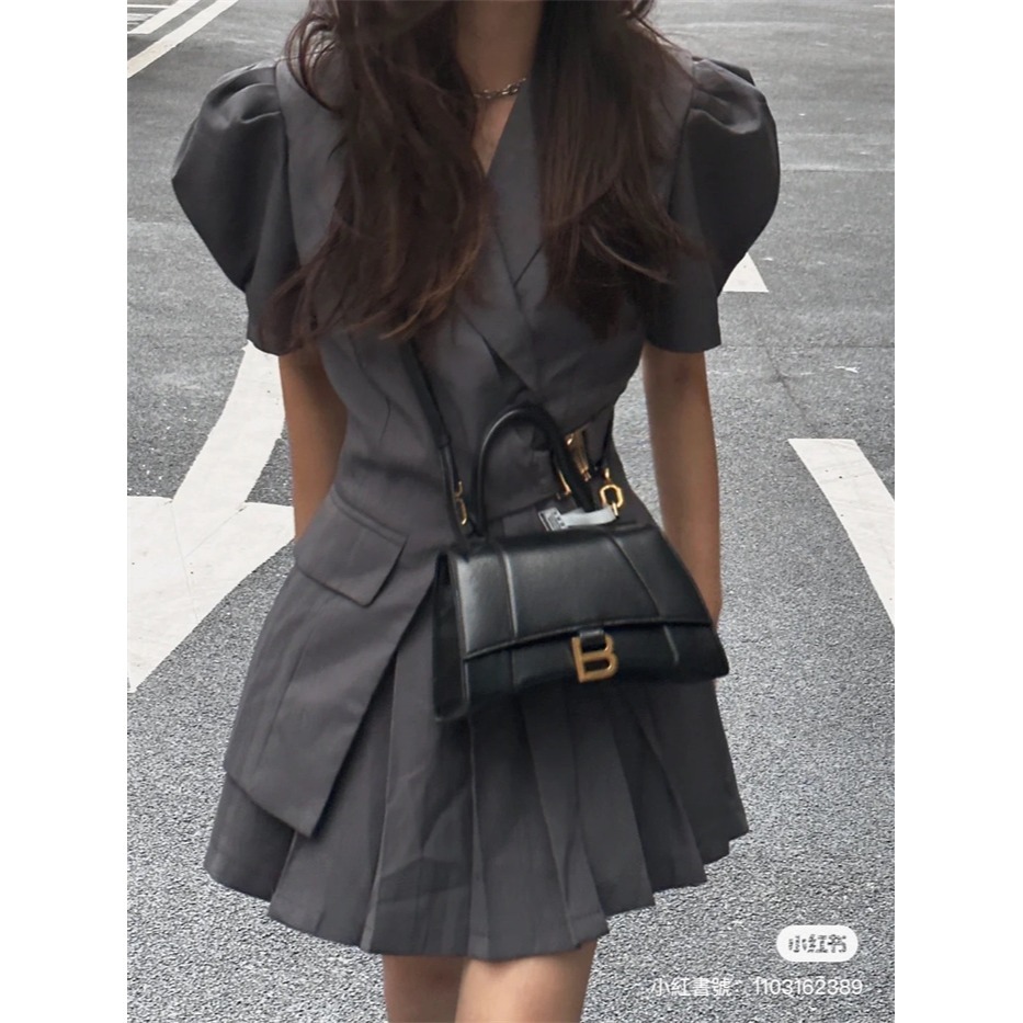 【預購】Balenciaga 巴黎世家 Hourglass S 光滑牛皮沙漏包 銀釦寶藍/綠松石 單肩/斜背/手提-細節圖6