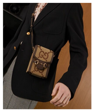 【預購】GUCCI Jumbo GG 迷你經典雙G圖案直立手機包 斜背包 單肩包 肩背包-細節圖6