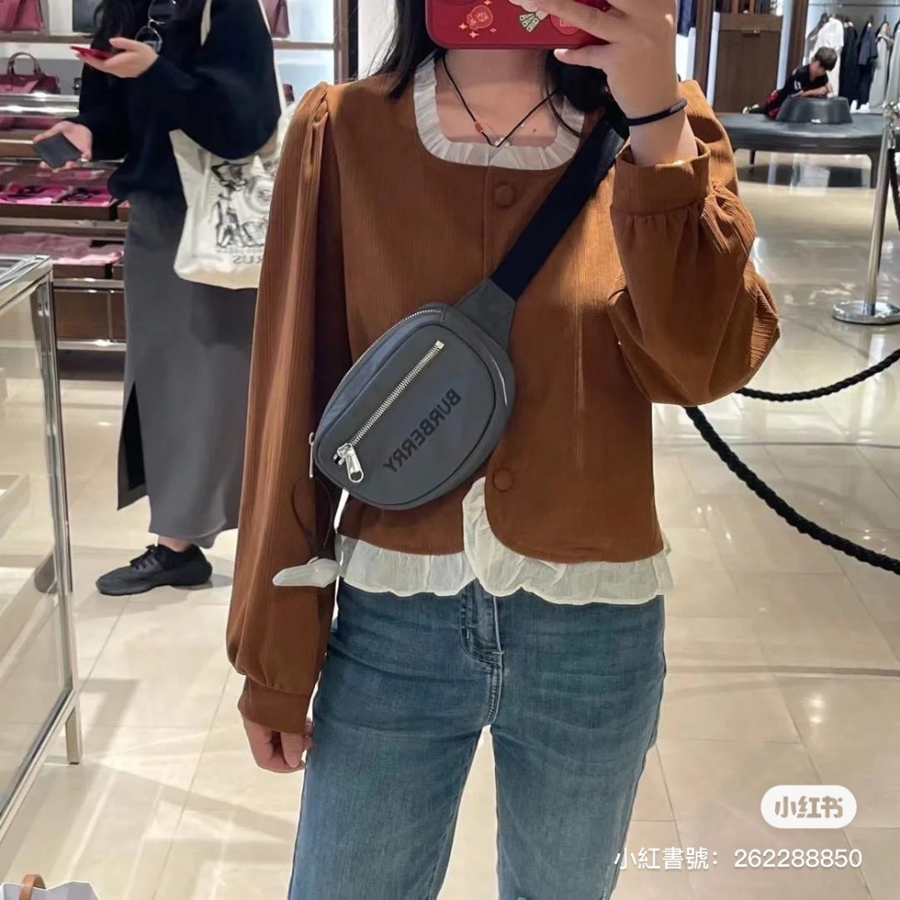 【預購】Burberry LOGO素色尼龍拉鍊斜腰包/胸包 (黑/灰色) 側背包 斜背包 手機包 單肩包 肩背包-細節圖8