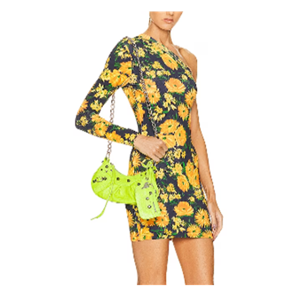 【預購】BALENCIAGA 巴黎世家 螢光黃色粗練月牙機車包 Le Cagole 腋下包 斜背包 側背包 手提包-細節圖8