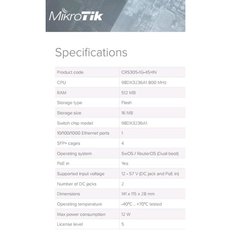 【RouterOS專業賣家】台灣公司貨RouterOS/SWOS 10G Switch CRS305-1G-4S+IN-細節圖2