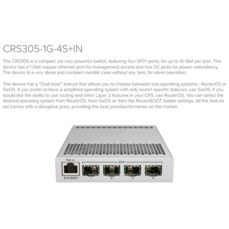 【RouterOS專業賣家】台灣公司貨RouterOS/SWOS 10G Switch CRS305-1G-4S+IN-細節圖4