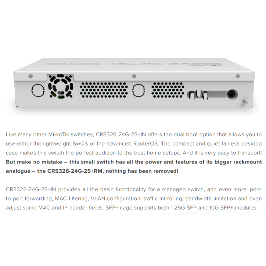 【RouterOS專業賣家】台灣公司貨 CRS326-24G-2S+IN 24埠桌面型 L3 網管交換器/路由器-細節圖3