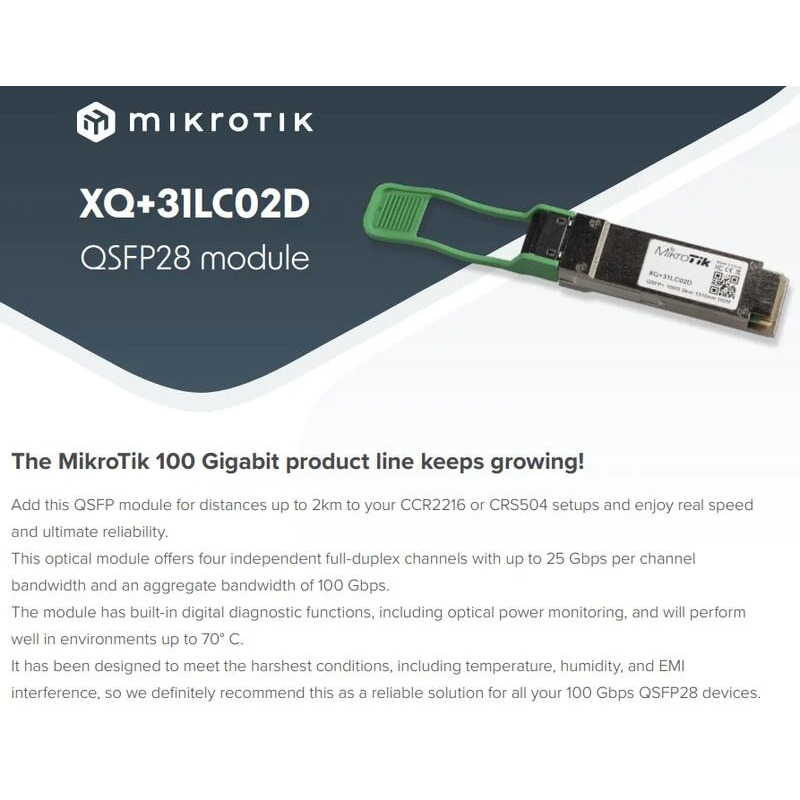 【RouterOS台灣代理】原廠公司貨 XQ+31LC02D XQ+31LC10D 單模40G/100G QSFP28-細節圖3