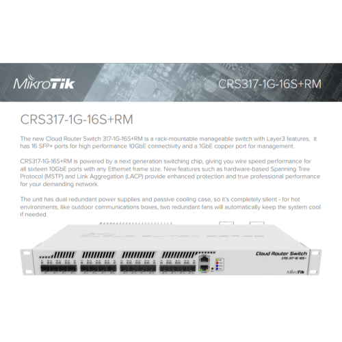 【RouterOS專業賣家】台灣公司貨 CRS317-1G-16S+RM L3 / 10G網管型交換器/路由器