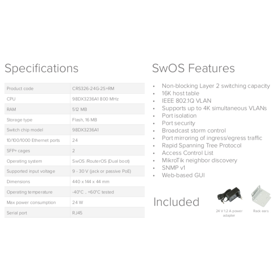 【RouterOS專業賣家】台灣公司貨 CRS326-24G-2S+RM 24埠機架式 L3 網管型交換器/路由器-細節圖3